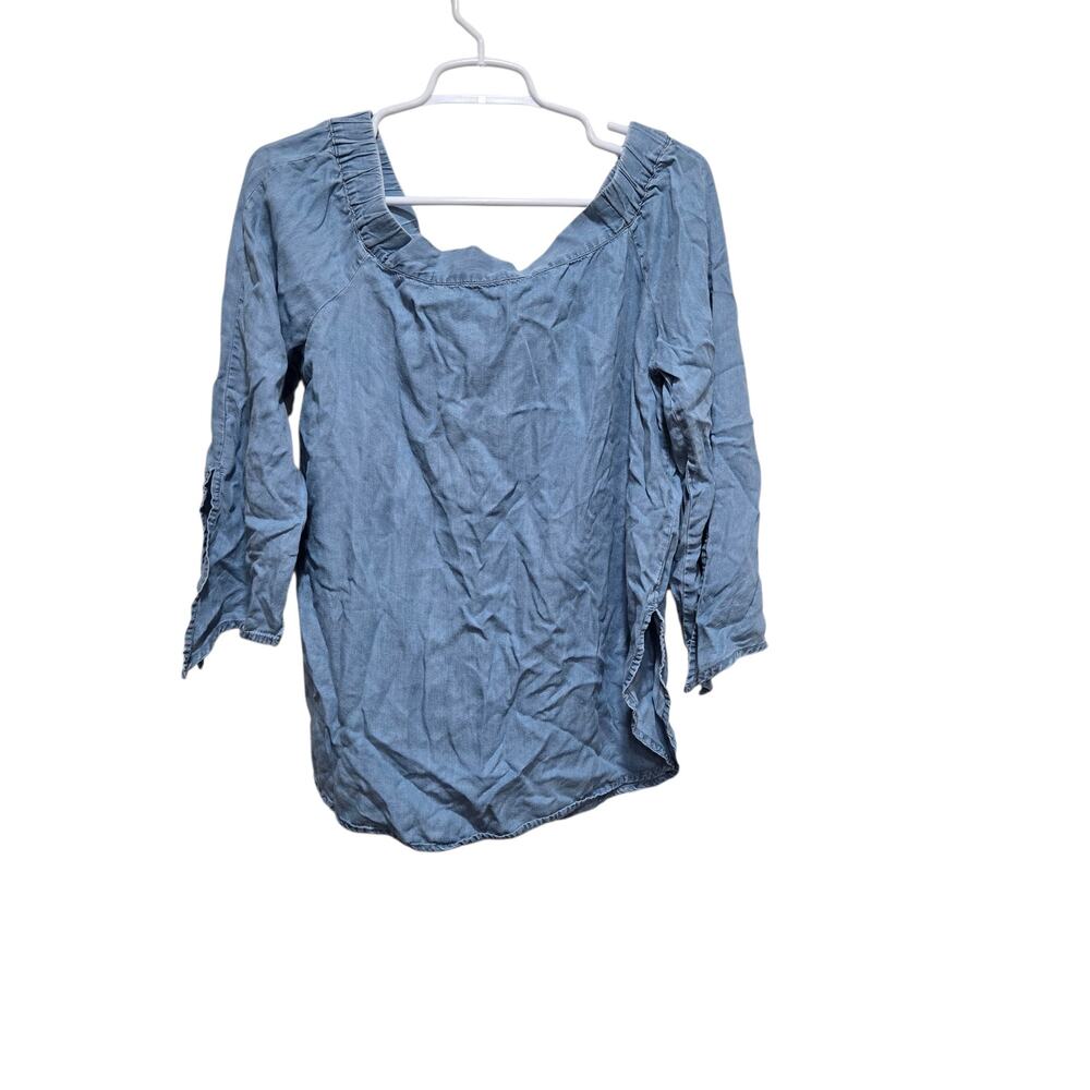 BDG Off Shoulder Lyocell Chambray Peasant Top Medium